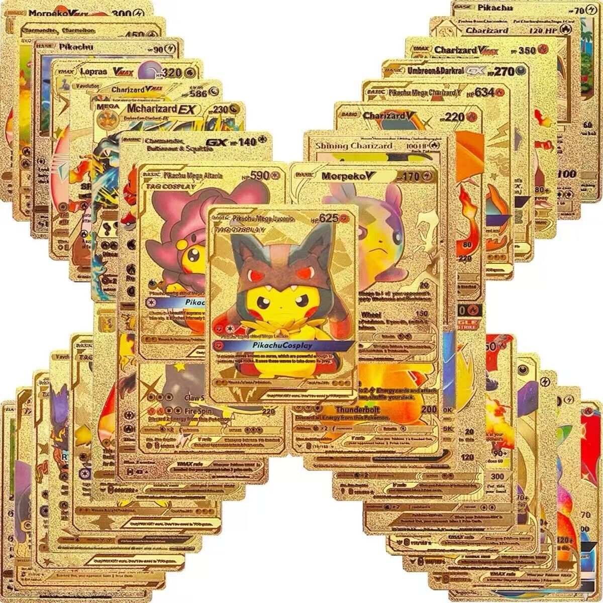 Pokemon Card Diy 55cards golden silver black