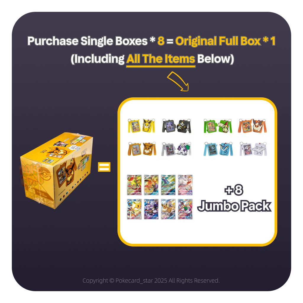 Pokemon TCG S-Chinese Nine Colors Gathering Eevee Card Display Frame Gift Box NW