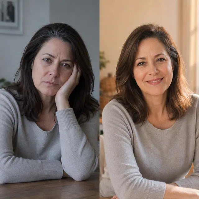 Before and after emotional balance comparison for Orela Night Reset