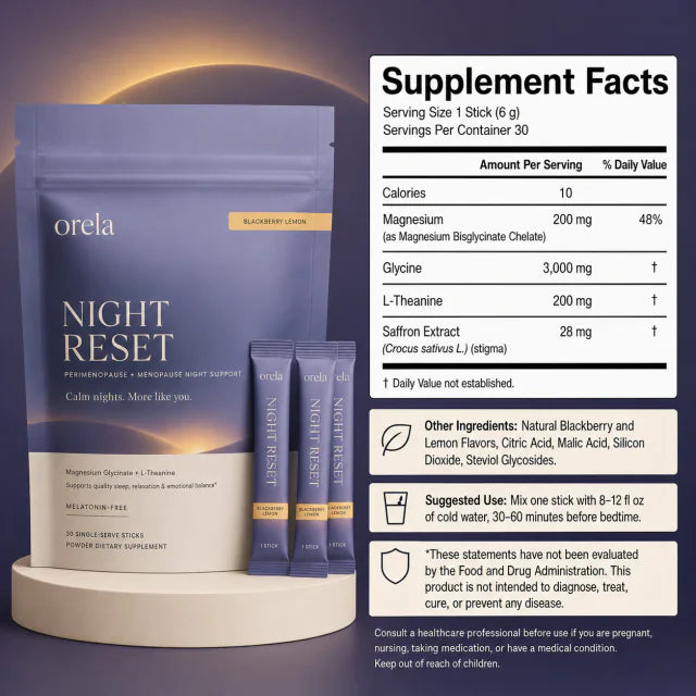 Night Reset supplement facts and suggested use panel